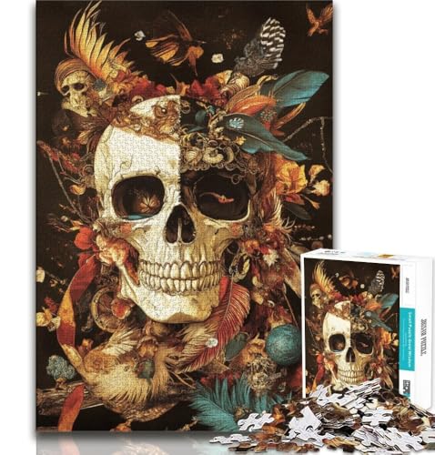 1000-teiliges Puzzle für Jugendliche und Erwachsene, Totenkopffedern, Spielzeug, Lernspiele, Stressabbau, tolle Geschenke und Spielzeuge (38x26cm) von AADSAZA