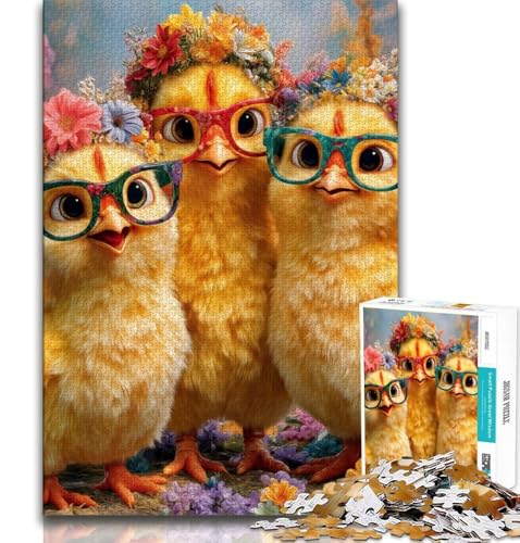 1000-teiliges Puzzle für Teenager, GeschenkeDrei kleine Hühner, Wunschliste zum Stressabbau und Zeitvertreib zu Hause mit dem Weihnachtsmann (75x50cm) von AADSAZA