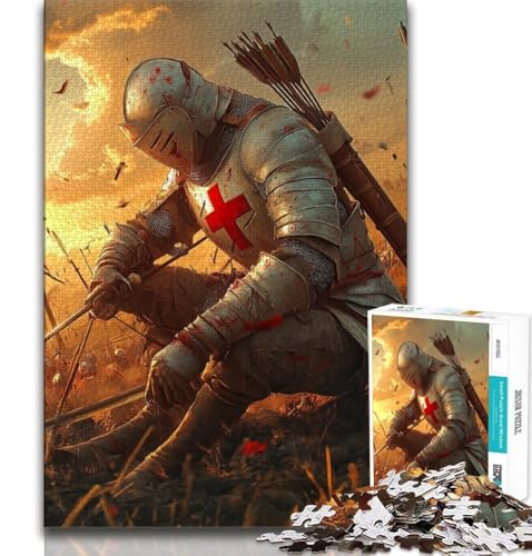 1000-teiliges Puzzle für Teenager „Ritter im Sonnenuntergang“, anspruchsvolles Spiel und Familienspiel mit vollständig ineinandergreifenden, zufällig geformten Teilen (75x50cm) von AADSAZA