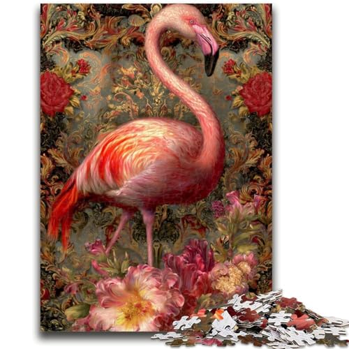 1000-teiliges Puzzle mit Blumen-Flamingo, hilft dem Gehirn, süchtig machendes Spielzeug zu trainieren und Geduld zu fördern Einzigartiges Herausforderungsspiel (50x75cm) von AADSAZA