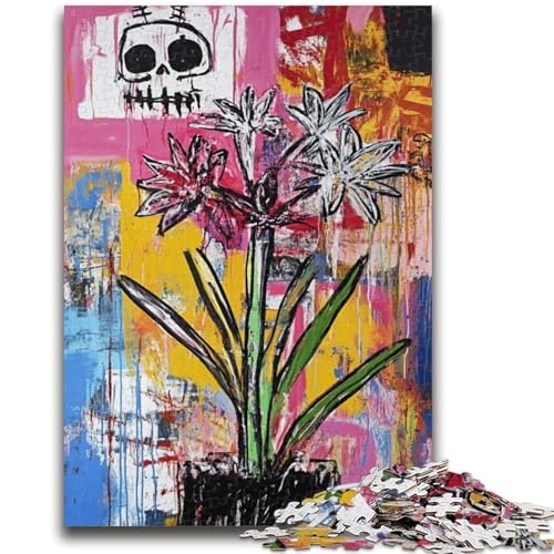 1000-teiliges Puzzle mit Blumen und Totenköpfen im Basquiat-Stil für Erwachsene und Jugendliche, Herausforderung für die Gehirnintelligenz, süchtig machendes Spielzeug für die Heimdekoration (50x75cm) 1000-teiliges Puzzle mit Blumen und Totenköpfen im Basquiat-Stil für Erwachsene und Jugendliche, Herausforderung für die Gehirnintelligenz, süchtig machendes Spielzeug für die Heimdekoration (50x75cm) von AADSAZA