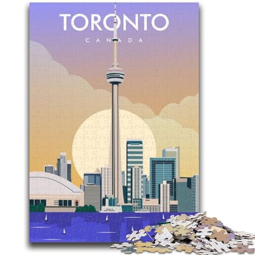 1000-teiliges Puzzle mit Skyline-Illustration von Toronto für Erwachsene und Jugendliche, Quizspiel, Wanddekoration, einzigartige Geburtstags (38x26cm) von AADSAZA