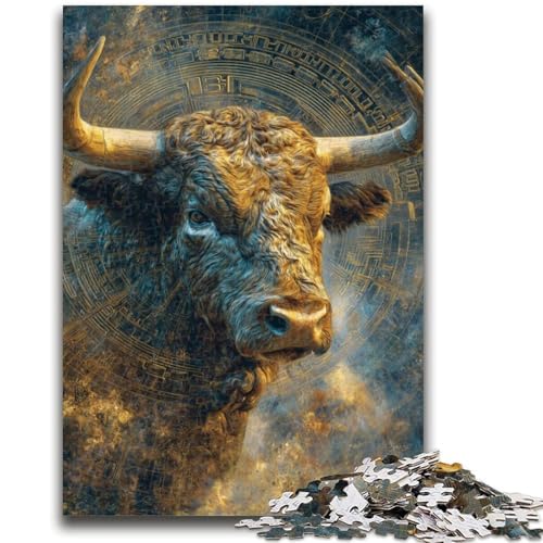 1000-teiliges Puzzle mit Stier-Gemälde für Erwachsene und Jugendliche, Quizspiel, Wanddekoration, einzigartige Geburtstags (38x26cm) von AADSAZA