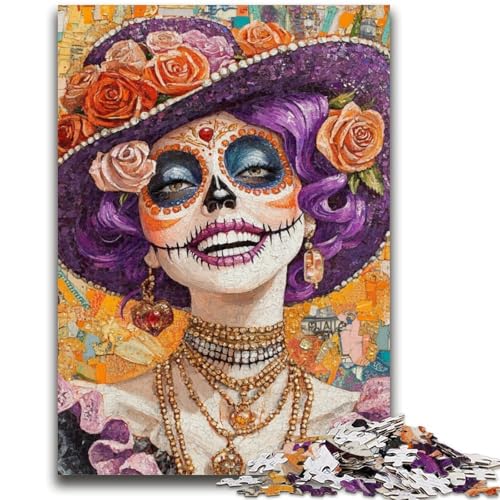 1000-teiliges Puzzle mit Totenkopf-Mädchen im mexikanischen Stil für Teenager, lustige Familienspiele ganze Familie (50x75cm) von AADSAZA