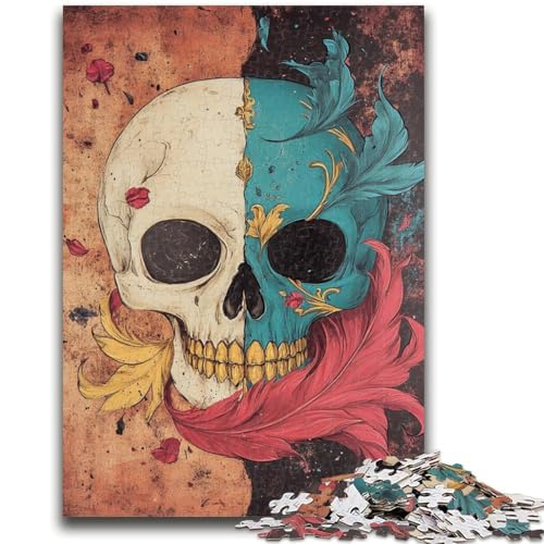 1000-teiliges Puzzle mit Totenkopffedern für Teenager, Familienspiel zum Stressabbau, schwierige Herausforderung, tolle Geschenke und Spielzeuge (38x26cm) von AADSAZA