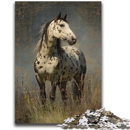 1000-teiliges Puzzle mit geflecktem Pferd als Geschenk für Teenager, entspannendes intellektuelles Lernspielzeug, Wichtelgeschenk (50x75cm) von AADSAZA
