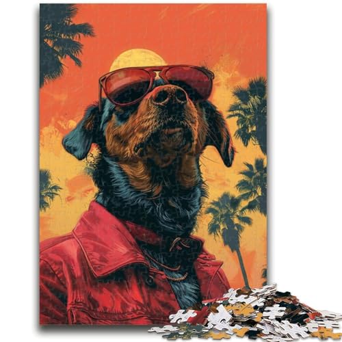 1000-teiliges Puzzle mit modischem Hund als Geschenk für Teenager, zum Zeitvertreib zu Hause Jedes Teil ist einzigartig – anspruchsvolles Familienspiel (50x75cm) von AADSAZA