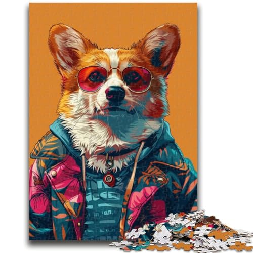 1000-teiliges Puzzle mit modischem Hund für Erwachsene und Jugendliche, Denkspiel, Wanddekoration, einzigartige Geburtstags (38x26cm) von AADSAZA