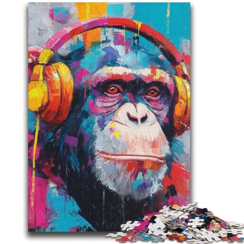 AFFE mit Kopfhörer-Puzzle, 2000 Teile, für Teenager, hilft dem Gehirn, süchtig machendes Spielzeug zu trainieren, um Geduld bei der Eltern-Kind-Interaktion zu fördern (70x100cm) von AADSAZA