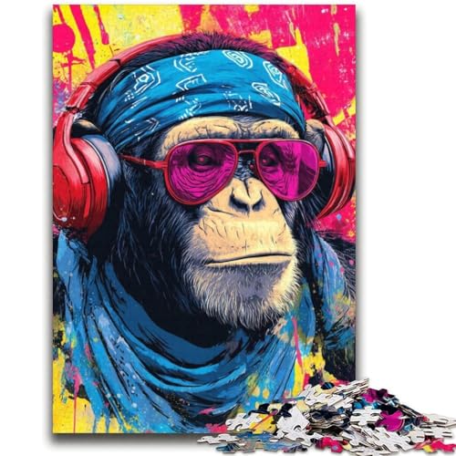 AFFE mit Kopfhörer-Puzzle für Teenager, 2000 Teile, hilft dem Gehirn, süchtig machendes Spielzeug zu trainieren, um Geduld zu fördern, tolles Geschenk (70x100cm) von AADSAZA