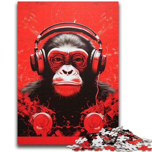 AFFE mit Kopfhörern, Puzzles für Erwachsene und Teenager, Puzzle, Spielzeug, Lernspiele, Stressabbau, tolle Geschenke und Spielzeuge (70x100cm) von AADSAZA