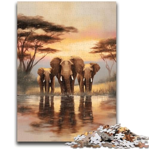 Afrikanischer Elefant Puzzle für Erwachsene 1000 Teile Puzzle, Denkspiel Wanddekoration Einzigartige Geburtstags (38x26cm) von AADSAZA