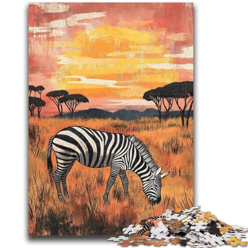 Afrikanisches Zebra-Puzzle für Teenager, 1000 Teile, anspruchsvoll zu vervollständigen, Aber lustig und humorvoll, mit passendem Poster und Quizblatt (50x75cm) von AADSAZA