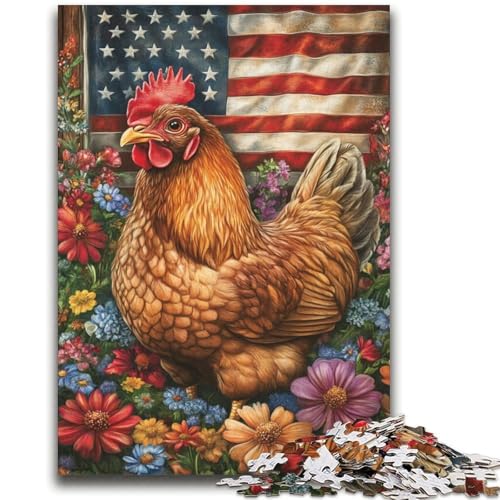 Amerikanische Flagge Hahn Puzzles für Teenager 2000 Teile Puzzle, Denkspiel Wanddekoration Einzigartige Geburtstags (70X100cm) von AADSAZA