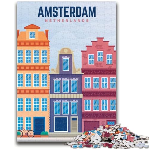 Amsterdam, Niederlande, Puzzle für Erwachsene, 1000 Teile, hilft dem Gehirn, süchtig machendes Spielzeug zu trainieren, um Geduld zu fördern, geeignet für Paare (38x26cm) von AADSAZA