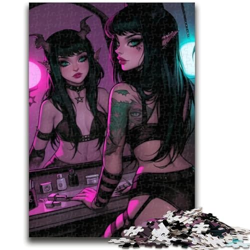 Anime-Dämonenmädchen-Puzzle, 1000 Teile, für Erwachsene, anspruchsvolles Spiel und Familienspiel, ganze Familie (38x26cm) von AADSAZA