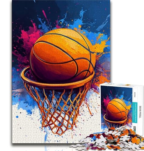 Aquarell-Basketball-Puzzle mit 1000 Teilen für Teenager, Geschenke, Lernspiele, Heimdekoration, als Geschenk für die ganze Familie (75x50cm) von AADSAZA