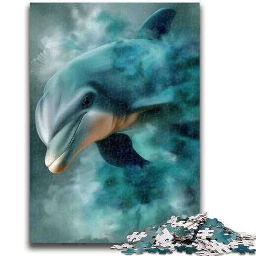 Aquarell-Delfin-Puzzle mit 1000 Teilen für Teenager, Geschenke, dekomprimierendes intellektuelles Lernspielzeug, Wichtelgeschenke (50x75cm) von AADSAZA