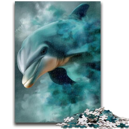 Aquarell-Delfin-Puzzles für Teenager, dekomprimierendes intellektuelles Lernspielzeug, geeignet als Schreibtischdekoration (38x26cm) von AADSAZA