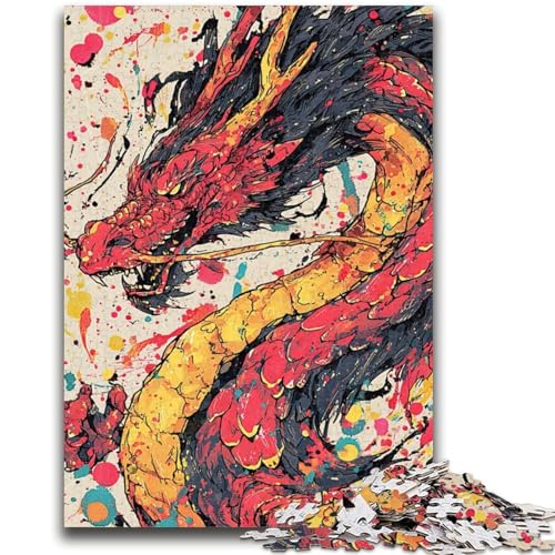 Aquarell-Drachen-Puzzle für Erwachsene, 1000 Teile, anspruchsvolles Spiel und Familienspiel, Wanddekoration, einzigartige Geburtstags (50x75cm) von AADSAZA