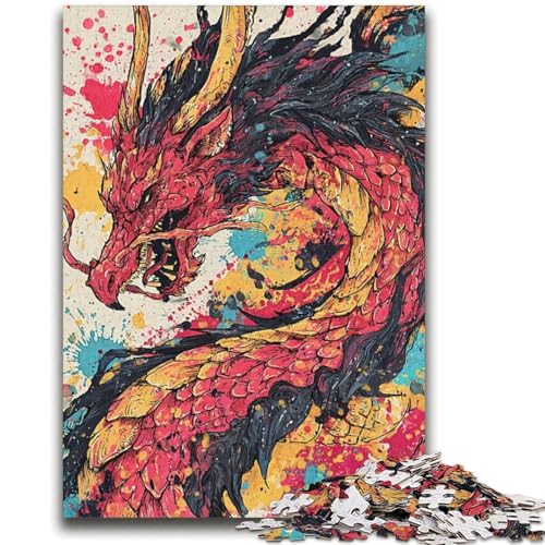 Aquarell-Drachen-Puzzle für Erwachsene, 2000 Teile, „Staycation Totschlag“-Puzzle mit vollständig ineinandergreifenden, zufällig geformten Teilen (70x100cm) von AADSAZA