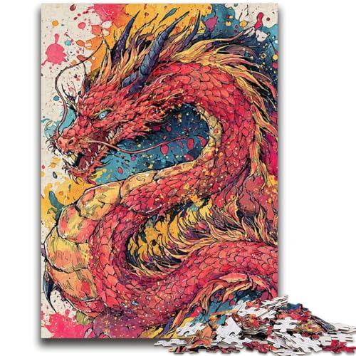 Aquarell-Drachen-Puzzle für Teenager, 1000 Teile, Lernspielzeug, ganze Familie (50x75cm) von AADSAZA