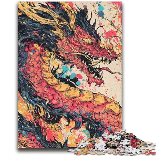 Aquarell-Drachen-Puzzles für Teenager, 2000 Puzzles, Spielzeug, Lernspiele, Stressabbau, geeignet als Schreibtischdekoration (70x100cm) von AADSAZA