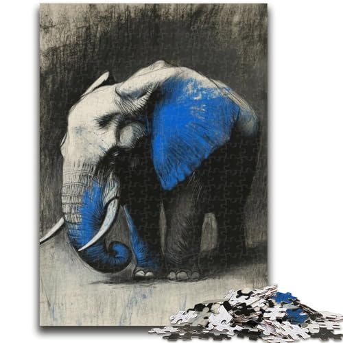 Aquarell-Elefant, 1000-teiliges Puzzle für Erwachsene und Jugendliche, Lernspiele, Heimdekoration, geeignet als Schreibtischdekoration (38x26cm) von AADSAZA