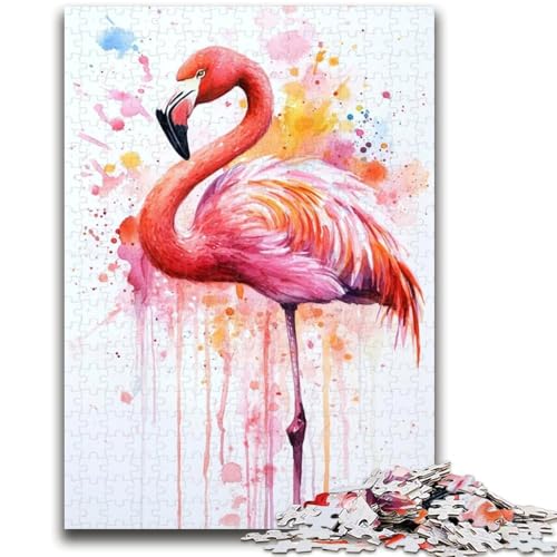 Aquarell-Flamingo-Puzzles für Erwachsene und Teenager, Puzzle, Spielzeug, Lernspiele, Stressabbau, tolle Geschenke und Spielzeuge (38x26cm) von AADSAZA