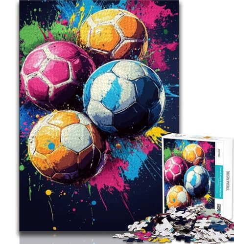 Aquarell-Fußball-Puzzles für Teenager, 1000 Puzzles, Stressabbau, schwierige Herausforderung, geeignet als Schreibtischdekoration (38x26cm) von AADSAZA