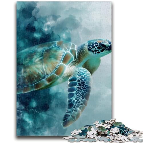 Aquarell-Puzzle mit Schildkrötenmotiv für Teenager, 1000 Teile, anspruchsvolles Spiel und Familienspiel mit vollständig ineinandergreifenden, zufällig geformten Teilen (38x26cm) von AADSAZA