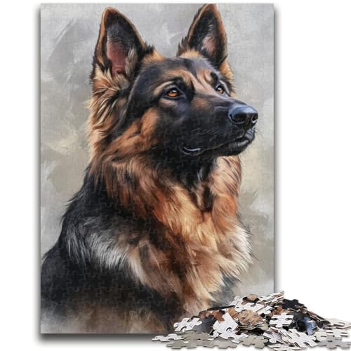 Aquarell-Puzzle mit deutschem Schäferhund für Erwachsene, hilft dem Gehirn, süchtig machendes Spielzeug zu trainieren, um Geduld bei der Eltern-Kind-Interaktion zu fördern (38x26cm) von AADSAZA