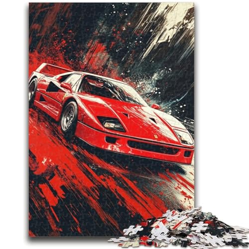 Aquarell-Sportwagen-Puzzle, 1000 Teile, für Teenager, anspruchsvolles Spiel und Familienspiel, Wanddekoration, einzigartige Geburtstags (38x26cm) von AADSAZA
