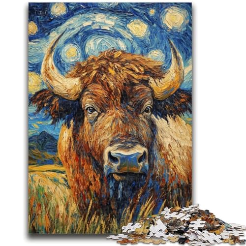 Aquarell-Yak-Puzzle für Teenager, 1000 Teile, Lernspielzeug, ganze Familie (50x75cm) von AADSAZA