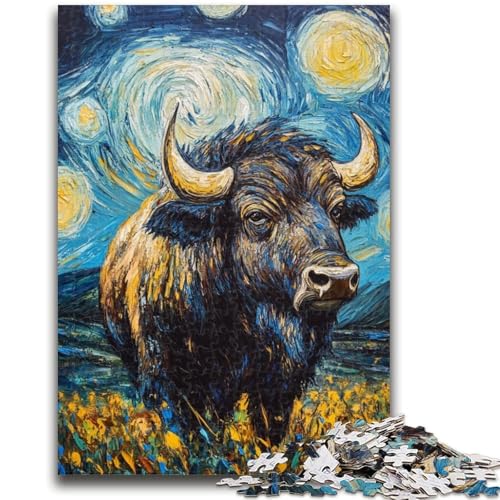 Aquarell-Yak-Puzzle mit 1000 Teilen für Erwachsene und Jugendliche, Spielzeug, Lernspiele, stressabbauende Wanddekoration (38x26cm) von AADSAZA