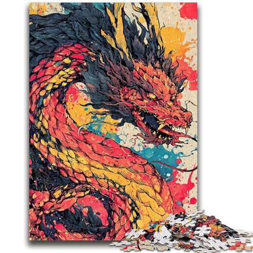Aquarelldrache, 1000-teiliges Puzzle für Erwachsene und Jugendliche, Spielzeug, Lernspiele, Stressabbau, Wunschliste mit Weihnachtsmann (38x26cm) von AADSAZA