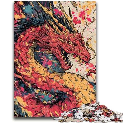Aquarelldrache, 1000-teiliges Puzzle für Erwachsene und Jugendliche, Spielzeug, Lernspiele, Stressabbau, Wunschliste mit Weihnachtsmann (50x75cm) von AADSAZA