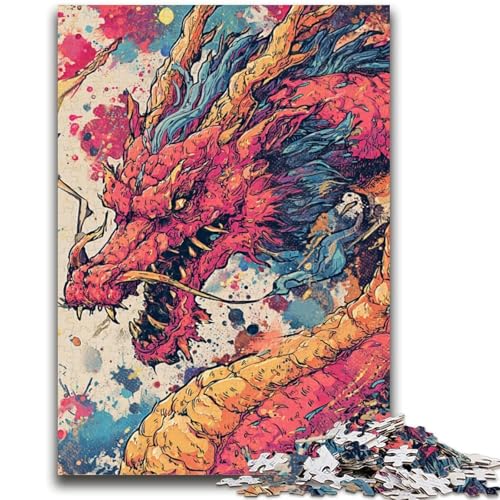 Aquarelldrache, 1000-teiliges Puzzle für Erwachsene und Jugendliche, anspruchsvolles Spiel, ganze Familie (50x75cm) von AADSAZA