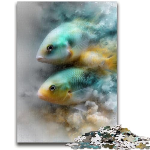 Aquarellfisch-Puzzle, 1000 Teile, für Erwachsene und Jugendliche, Spielzeug, Lernspiele, Stressabbau, geeignet als Schreibtischdekoration (50x75cm) von AADSAZA