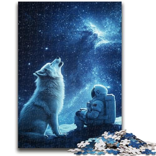 Astronaut und Wolf, 1000-teiliges Puzzle für Erwachsene, anspruchsvoll zu vervollständigen, Aber unterhaltsam und humorvoll, einzigartige Heimdekoration und Geschenke (50x75cm) von AADSAZA