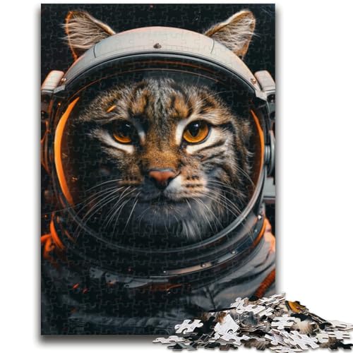 Astronauten-Katzen-Puzzle für Teenager, 1000 Teile, anspruchsvoll zu vervollständigen, Aber lustig und humorvoll, mit passendem Poster und Quizblatt (50x75cm) von AADSAZA