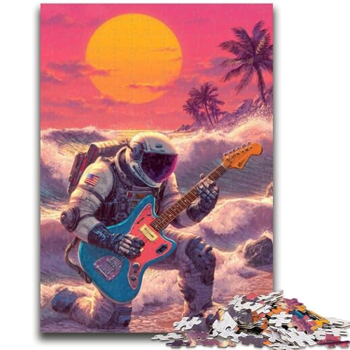 Astronauten-Puzzle am Strand für Teenager, anspruchsvolles Spiel und Familienspaß mit vollständig ineinandergreifenden, zufällig geformten Teilen (38x26cm) von AADSAZA