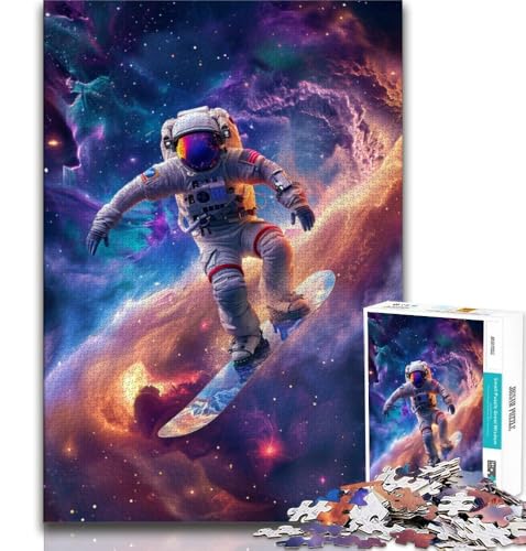 Astronauten-Weltraum-Surf-Puzzle 1000 Teile für Teenager, hilft dem Gehirn beim Trainieren, süchtig machendes Spielzeug, um Geduld zu fördern, tolles Geschenk (38x26cm) von AADSAZA