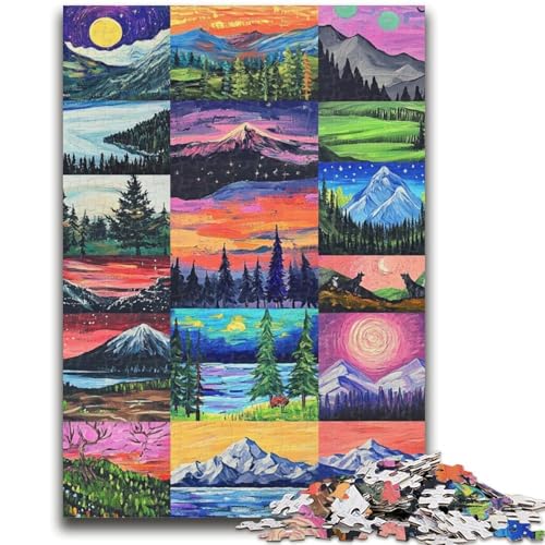 Aurora Collage 1000-teiliges Puzzle für Erwachsene und Jugendliche, Spielzeug, Lernspiele, stressabbauende Wanddekoration (50x75cm) von AADSAZA