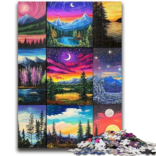 Aurora Collage Puzzles für Teenager, 1000 Teile Puzzle, Dekomprimierendes intellektuelles Lernspielzeug, Wichtelgeschenke (50x75cm) von AADSAZA