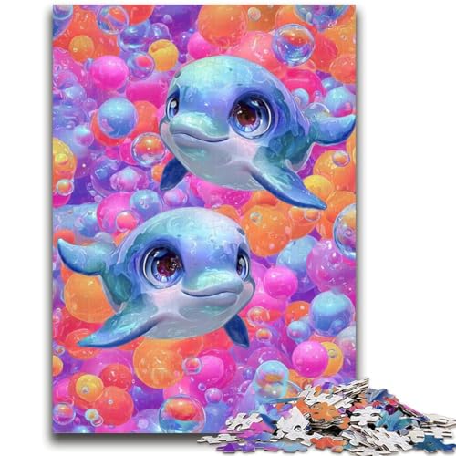 Baby-Delfin-Puzzle, 1000 Teile, für Erwachsene und Jugendliche, Quizspiel, Wanddekoration, einzigartige Geburtstags (50x75cm) von AADSAZA