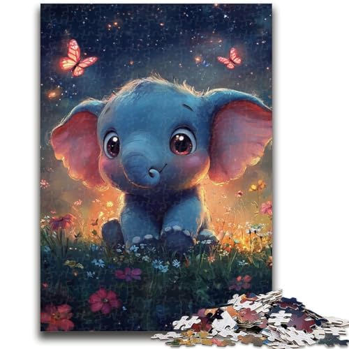 Baby-Elefant-Puzzle, 1000 Teile, für Jugendliche und Erwachsene, Spielzeug, Lernspiele, Stressabbau, tolle Geschenke und Spielzeuge (38x26cm) von AADSAZA