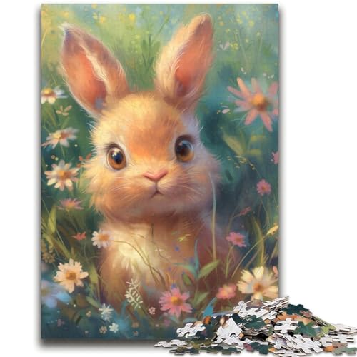 Baby-Häschen in den Blumen, Puzzle, 2000 Teile, für Erwachsene und Jugendliche, Stressabbau, schwierige Herausforderung, stärkt die Liebe zwischen Paaren (70x100cm) von AADSAZA
