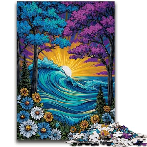 Bäume am Ozean, 1000-teiliges Puzzle für Erwachsene und Jugendliche, Spielzeug, Lernspiele, Stressabbau, geeignet als Schreibtischdekoration (38x26cm) von AADSAZA