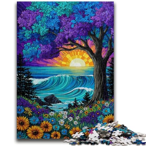 Bäume am Ozean, 1000-teiliges Puzzle für Erwachsene und Jugendliche, Spielzeug, Lernspiele, stressabbauende Wanddekoration (38x26cm) von AADSAZA